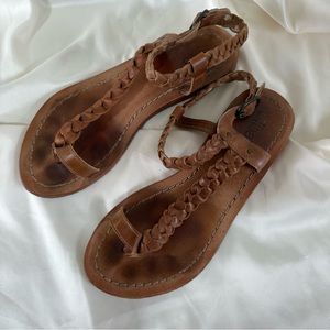 Diba braided leather sandals brown/tan size 8